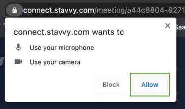 Screenshot of webpage mic and camera permission popup for chrome and microsoft