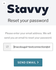 Screenshot of Stavvy Reset your password page