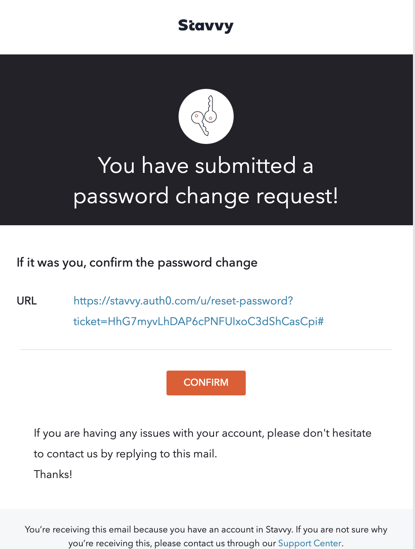 Screenshot of You have submitted a password change request! page