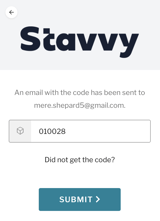 Screenshot of Stavy access code page