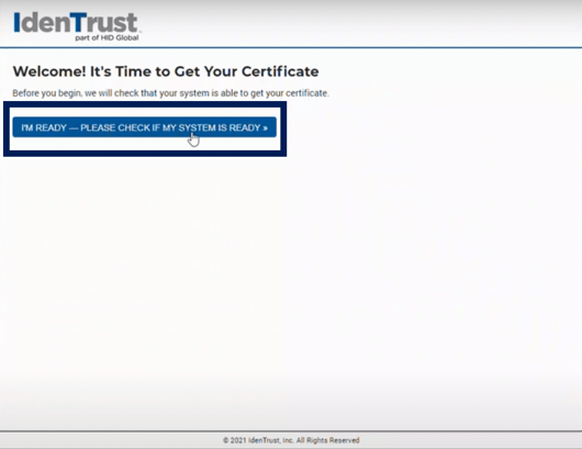 Screenshot of Welcome It's Time to Get Your Certificate page