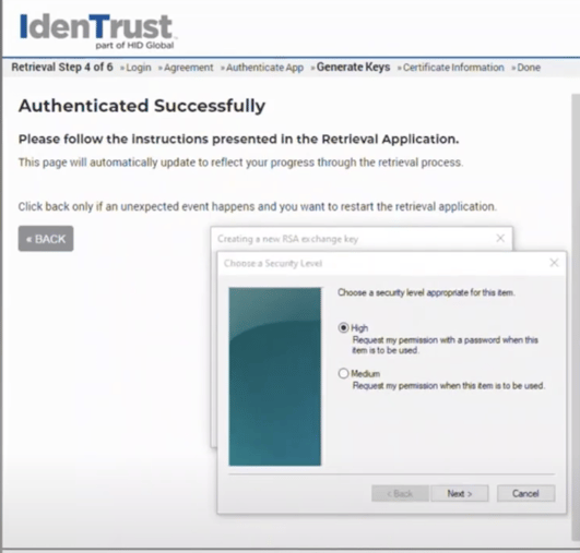 Screenshot of Authenticated Successfully page