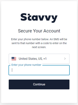 Screenshot of Stavvy Secure Your Account page